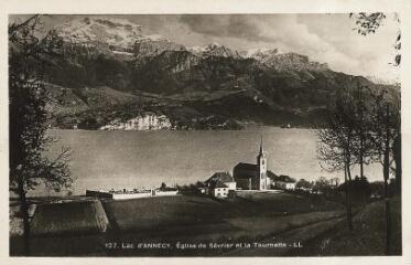 Lac d'Annecy, église de Sévrier et la Tournette. [1920]