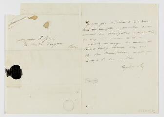 Eugène Sue : lettre à Paulin Richard, employé à la Bibliothèque royale, au sujet de ses recherches pour son "Histoire de la Marine" [novembre 1832] et lettre à Léon Guérin pour s'abonner au journal "Le Navigateur" [1832].