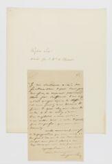 Eugène Sue : deux lettres au marquis de Chesnel au sujet d'une préface (mars 1836) et à Victor Schoelcher, pour organiser leur départ pour Saint-Brice (fin septembre 1836).