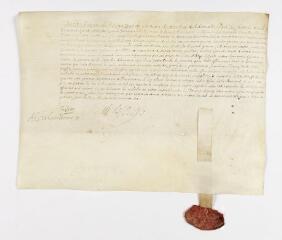Charles-Amédée de Savoie, duc de Genevois-Nemours : lettres patentes nommant Michel Bouvard, premier collatéral au Conseil de Genevois, en l'office de lieutenant du juge des fabriques à soie du duché de Genevois (1er mai 1646).