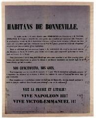 Épreuve corrigée d'une adresse aux habitants de Bonneville en faveur de l'annexion [avril 1860].