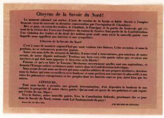 Adresse anti-annexionniste d'une "réunion de citoyens" aux habitants de Bonneville (28 mars 1860).