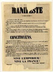 Manifeste du syndic de Bonneville à ses administrés incitant au vote en faveur de l'annexion et de la création de la zone douanière [avril 1860].