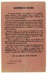 Adresse aux électeurs du Faucigny en faveur de l'Annexion et des idées du candidat Joseph Pelloux. (24 mars 1860).