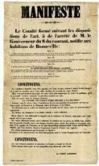 Manifeste pro-annexionniste du comité communal aux habitants de Bonneville antérieur au plébiscite [avril 1860].