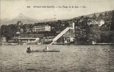 Evian La plage et le lac. [1920]