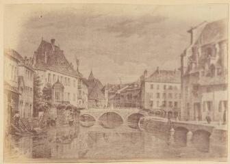 1 vue Souvenir du vieil Annecy. Le grand canal [reproduction d'une gravure] / Ernest Bovier.