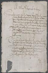 1 vue  - Supplique de Charles de Gex, seigneur de Vallon, au juge mage du Faucigny à propos d\'Antoine Damidoux qui lui est redevable de 60 florins suite au prêt du 16 mars 1589. (ouvre la visionneuse)