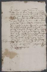 2 vues  - Quittance de Jacques de Chavanes de 165 florins, 6 sous, de la part de monsieur de Vallon comme salaire de procureur au nom de demoiselle Jacobelle de Lalle, veuve du sieur Dapponex. (ouvre la visionneuse)