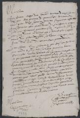 2 vues  - Lettre de Brunet, procureur de monsieur de Vallon, à monsieur de Vallon concernant le plaidé de Damidoux. Fait à Chambéry. (ouvre la visionneuse)