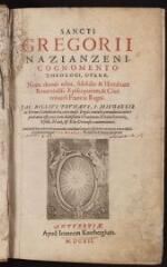 1396 vues  - Sancti gregorii nazianzeni cognomento theologi opera. - Antuerpiae : Ioannem Keerbergium, 1612. - Tomus primo (356 p.), tomus secundus (744 p.) ; 36 cm. (ouvre la visionneuse)